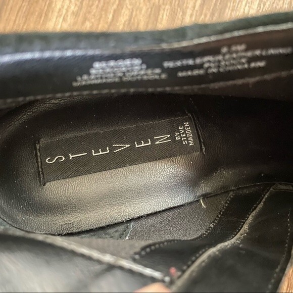 Steven by Steve Madden Bergen Black Suede Block Chunky Heel Booties Size 9.5 - Picture 7 of 9